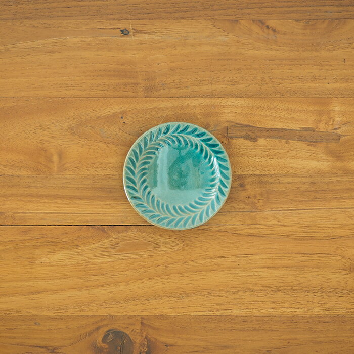 市野耕トルコブルー3寸葉紋皿/和食...