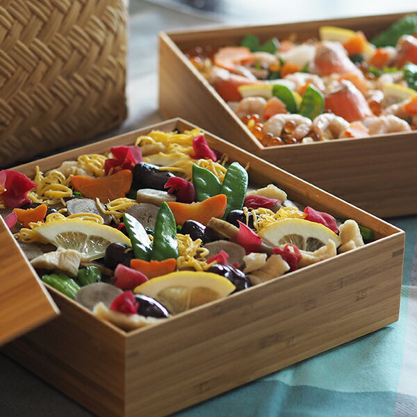 公長齋小菅 6.5寸 二段重箱 / 公長斎小菅 公長齊小菅 お重 重箱 竹製 家族3〜4人 運動会 花見 お正月 おせち料理 カジュアル ギフト