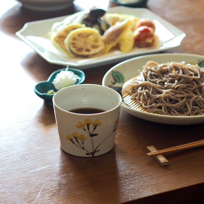 九谷青窯　高祥吾　色絵女郎花　蕎麦猪口　/　九谷 和食器 九