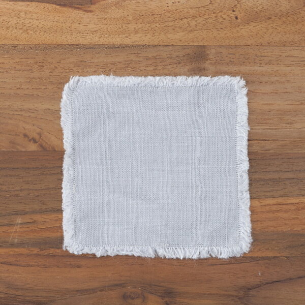 プロキッチンの【15日限定 クーポン対象】リネンテイルズ フリンジ コースター ライトグレー 10×10 / LINEN TALES【8点までネコポス可】 / おしゃれ リトアニア リネン｜アングル2