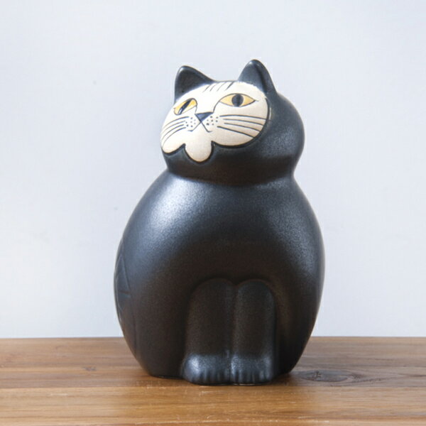 リサ・ラーソン　ミア　ミディアム　190mm　ブラック・ホワイト　/　Lisa　Larson　Cats-Mia　※ リサラーソン 置物 オブジェ 陶器 スウェーデン 猫 かわいい ギフト プレゼントのサムネイル