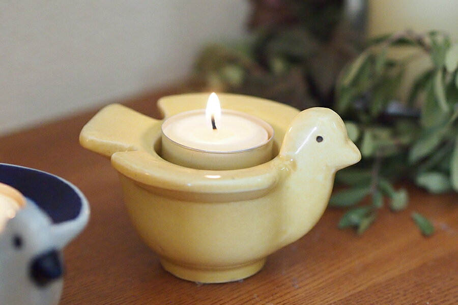 リサ・ラーソン　鳥のろうそく立て　イエロー　/　Lisa　Larson　Bird　Candle　Holder