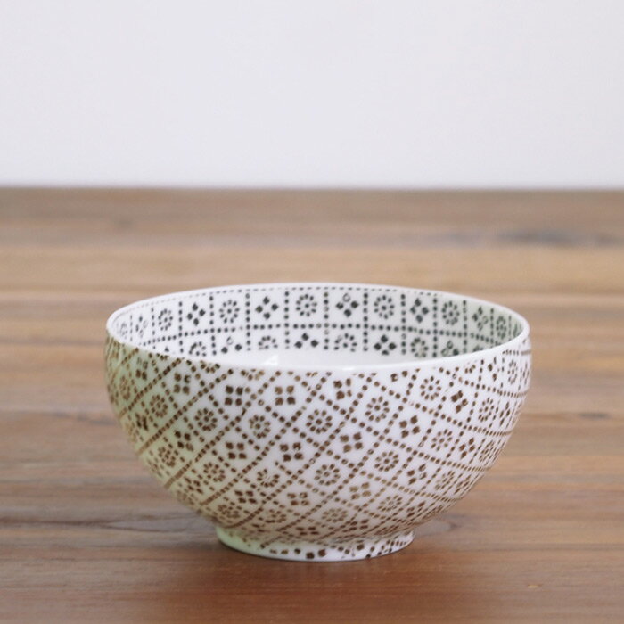 丸直製陶所 染付陶碗 花格子 茶 ※ / エッ...の紹介画像2