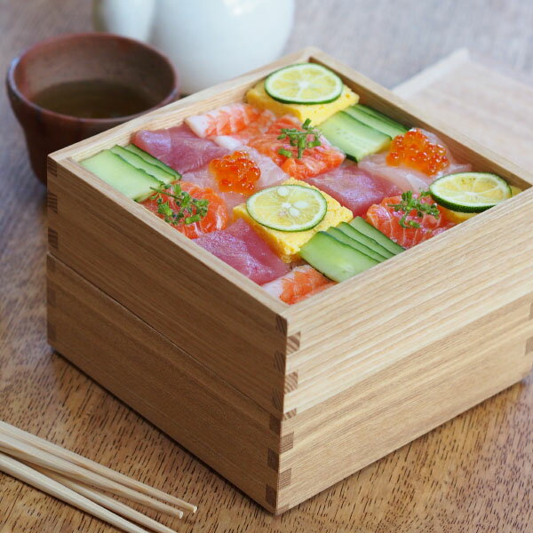 松屋漆器店 白木 5寸二段重 内白木 / お重 重箱 タモ 運動会弁当 花見弁当 行楽弁当 おせち料理 白木 ナチュラル ギフト プレゼント 越前漆器