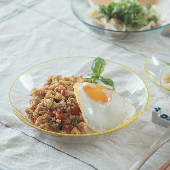 ポトペリー　ビッテ　ディーププレート　21cm　イエロー　/　POTPURRI　bitte　/　ガラス 食器 プレート 皿 透明 深皿 丸皿 デュラレックス 強化ガラス 食洗機対応のサムネイル