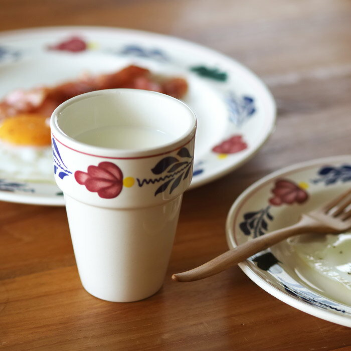 乐天商城 - ロイヤルボッホ ブーレンボント ミルクマグ 280cc / ROYAL BOCH Borenbont/　 食器 花柄 陶磁器 フリーカップ タンブラー スタッキング 食洗機 ギフト