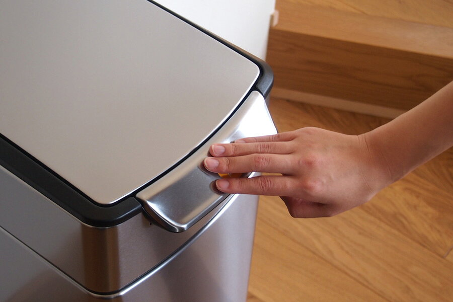 【同梱不可】simplehuman シンプルヒューマン タッチバーダストボックス スリム ステンレス 40L ツヤ消し レクタンギュラー / simplehuman ごみ箱 ゴミ箱 フタ付 スリム ワンタッチ [3]