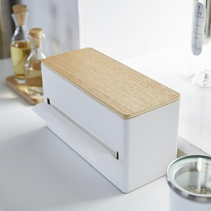 山崎実業 リン 両面ティッシュケース / rin / 公式 リンリーズ 天然木 ティッシュペーパーケース キッチンペーパーケース ティッシュボックス シンプル 両面取り出し