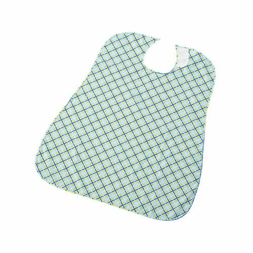 さわやか食事用エプロン チェック ブルー