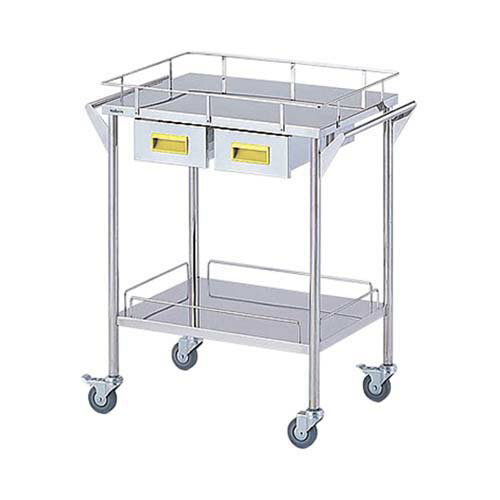 ストレージステンレスカート 2段 イエロー (幅600mm／引き出し2個) CHS-2H-Y