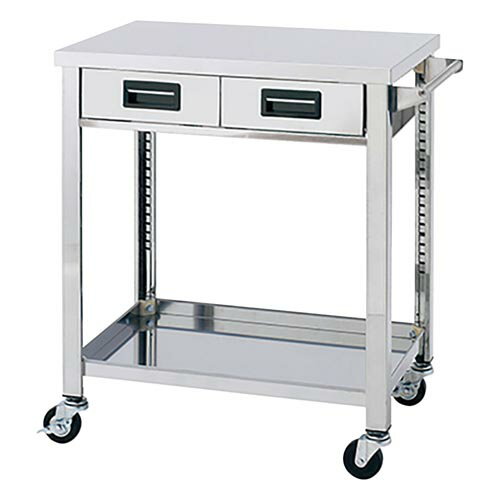 ステンレス製ワゴン 750*450*800mm 2段 引出し付 WGO2-750K