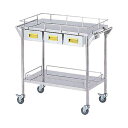 ストレージステンレスカート 2段 イエロー (幅750mm/引き出し3個) CHW-2H-Y