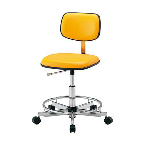 クリーンカラフルスタンダードチェア (クラス100対応) 足掛リング有り オレンジ LSC-OR