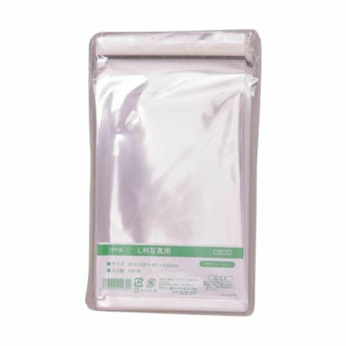 OPP袋フタ付シール付き L判写真用 1袋 (100枚入) OBT-13