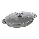 ストウブ オーバルホットプレート(蓋付) 23cmグレー 40509-581