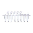 0.2mL PCR8連チューブ ドームキャップ付 1箱 (120ストリップ入) 137-232C