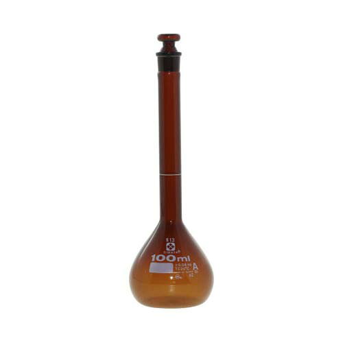 メスフラスコ (全量フラスコ・スーパーグレード) 茶 100mL