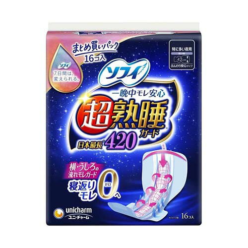●超熟睡ガードはせき止め構造で横・うしろの流れモレをガード。●寝返りしても、あなたの動きにあわせてしっかりフィット。●高ギャザーで横モレも安心。●表面材：ポリエステル、ポリエチレン●色調：青、白●事業者向け商品です。リニューアルに伴い、パッケージ・内容等予告なく変更する場合がございます。予めご了承ください。広告文責：楽天グループ株式会社050-5212-8316
