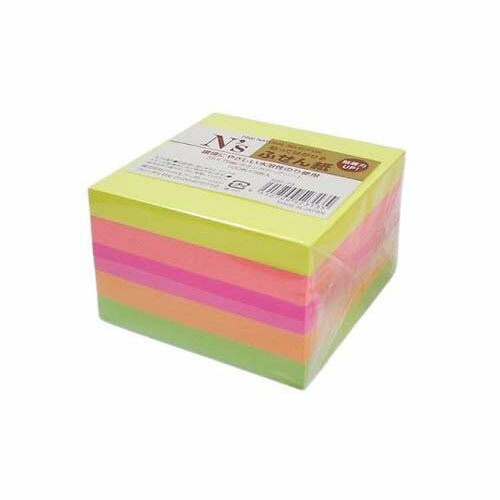NSF-73 付箋 蛍光色アソート 75*75(5色アソート) 100枚*5 007597703