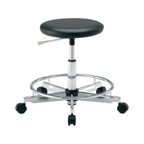 クリーンカラフルラウンドチェア (クラス100対応) 足掛リング有り ブラック LRC-BKR