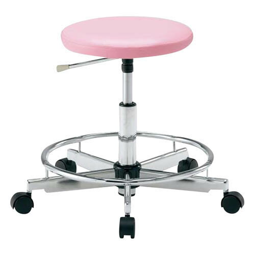 クリーンカラフルラウンドチェア (クラス100対応) 足掛リング有り ピンク LRC-PR