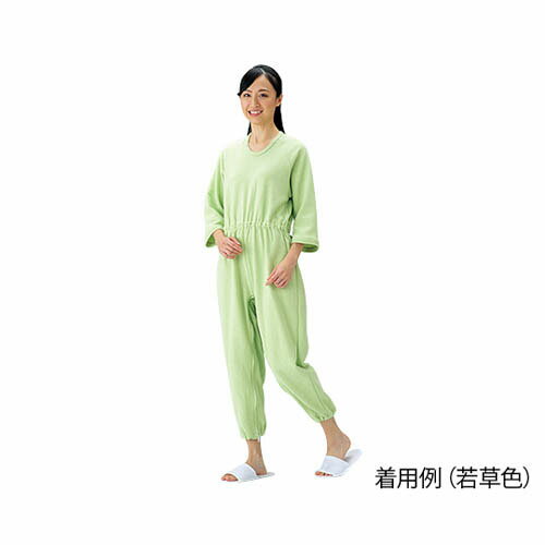 介護寝巻 (つなぎタイプ) 若草色／L