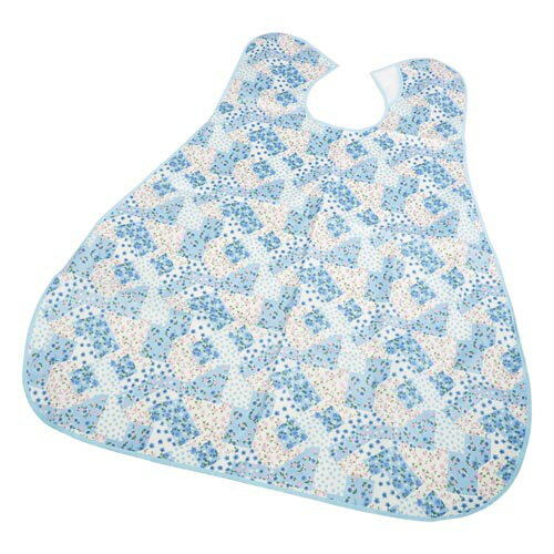 撥水加工食事用エプロン ブルー花柄