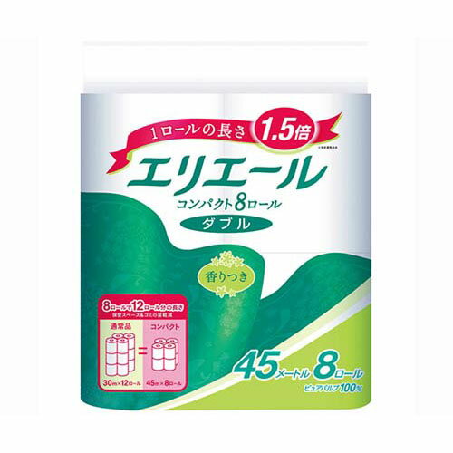 エリエールトイレットティシューコンパクト (ダブル) 1ケース (8ロール*8パック) 20823304