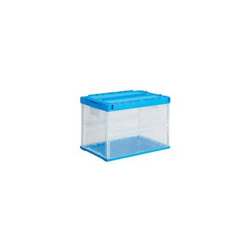 オリコン ペタンコ 蓋付 透明ブルー C-60B-B