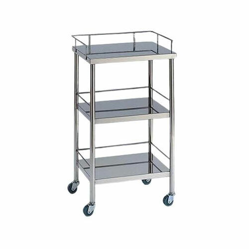 ステンレスワゴン 機械卓子L (3方枠付) 3段 ステンレスワゴンMA-3B-L
