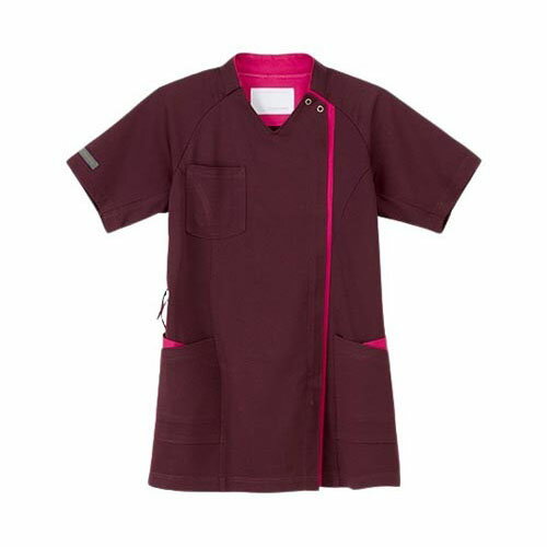 女子スクラブ ボルドー+ピンク EL RF-5182