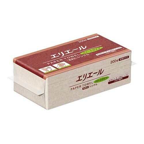 エリエール ペーパータオルスマートタイプ 無漂白シングル 200枚 (中判) *30パック 703513