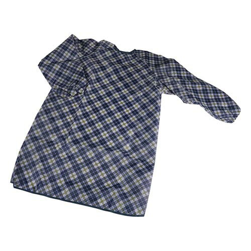 食事前掛 (袖付・超はっ水タイプ) チェック・ネイビー 1040