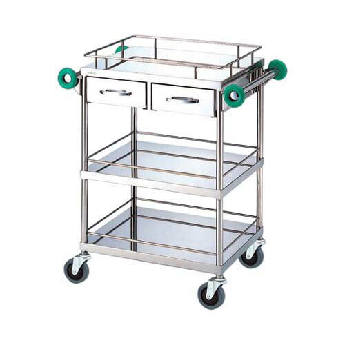 とっても静かな回診車(引出付・抗菌ハンドル) 600(790)*450*900mm TSC-600K