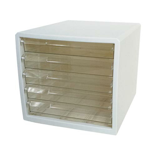 カラーレターケース ホワイト 浅型5段 M5