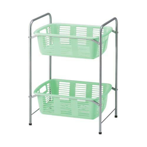 脱衣カゴワゴン・ラック2段式 マスカットグリーン キャスター無し YBW-2G