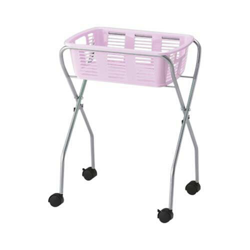 脱衣カゴワゴン・ラック1段式 ラベンダーピンク キャスター有り YBW-1CP