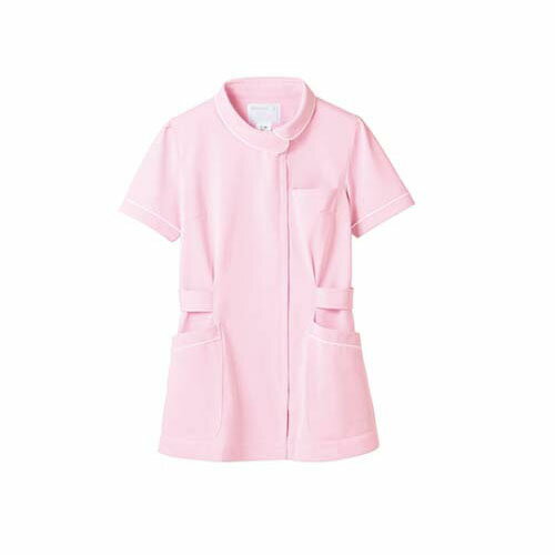 ナースジャケット 半袖 ピンク／白 73-1484 L