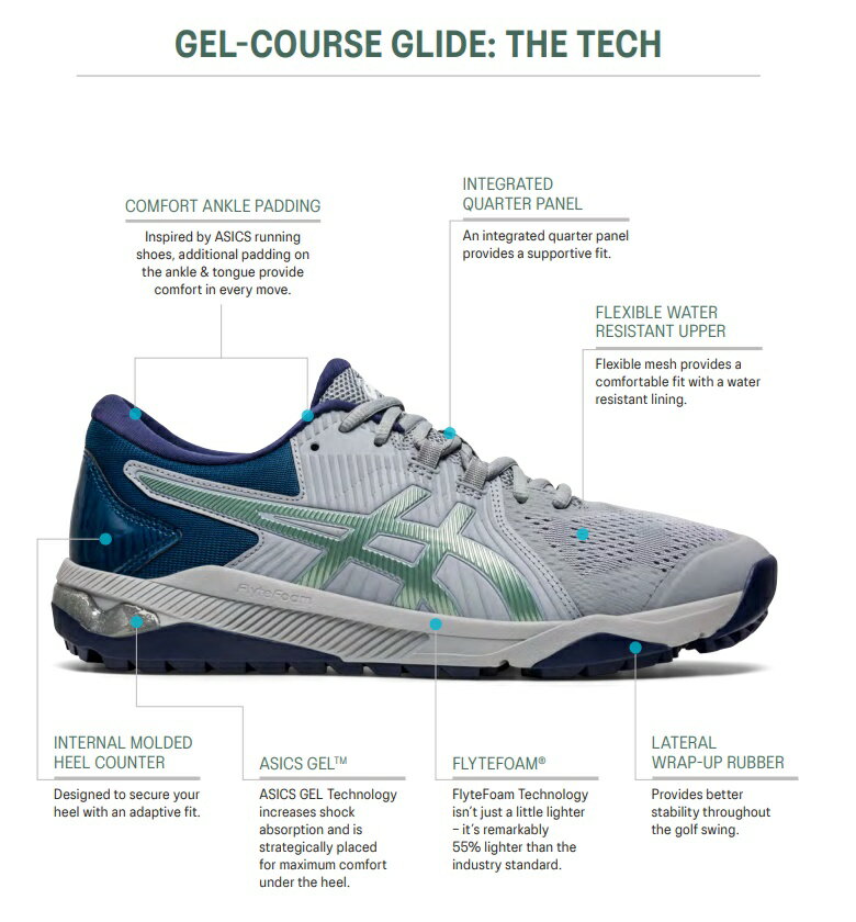 Asics Gel‐Course Glide Golf Shoes アシックス ゲル コース グライド ゴルフ シュ...