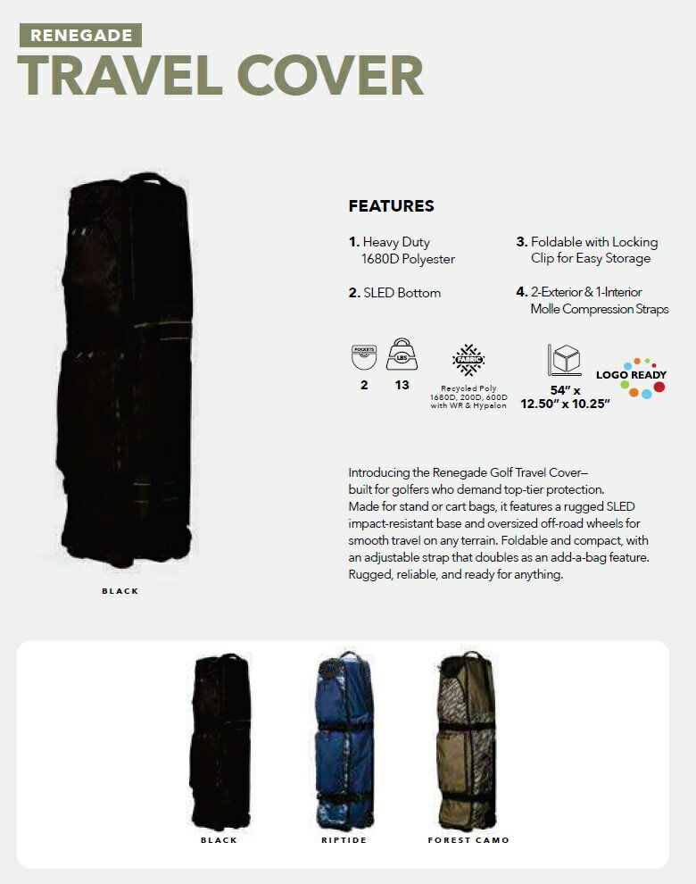 OGIO 2026 Renegade Golf Travel Cover オジオ 2026 レネゲード ゴルフ トラベルカバー