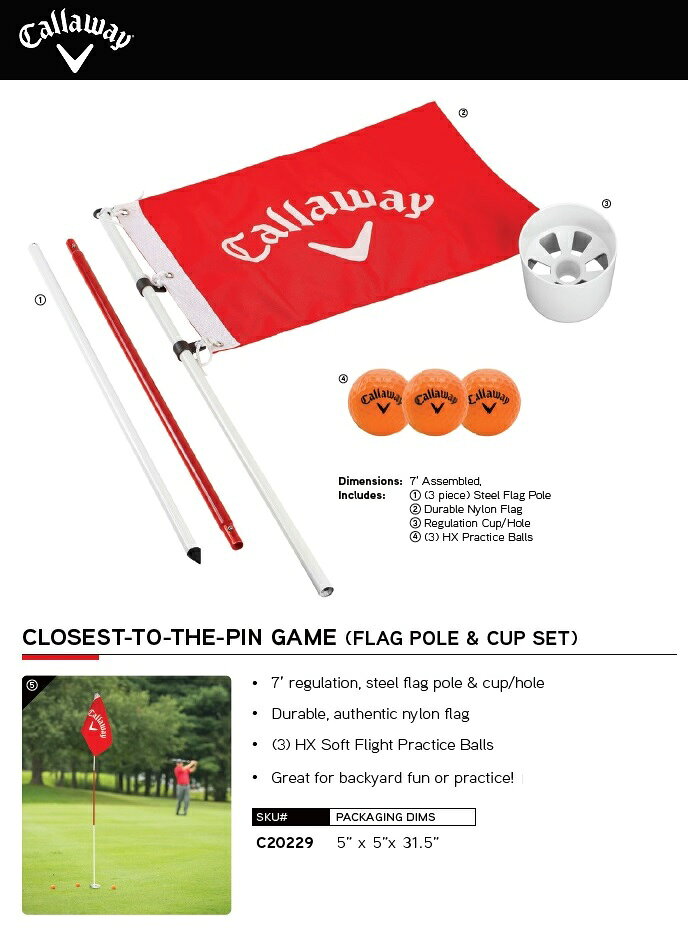 プロラインGolfのCallaway Closest-To-The-Pin Game Flag Pole & Cup Set キャロウェイ クラウシィスト トゥ ザ ピン ポール & カップセット｜アングル2