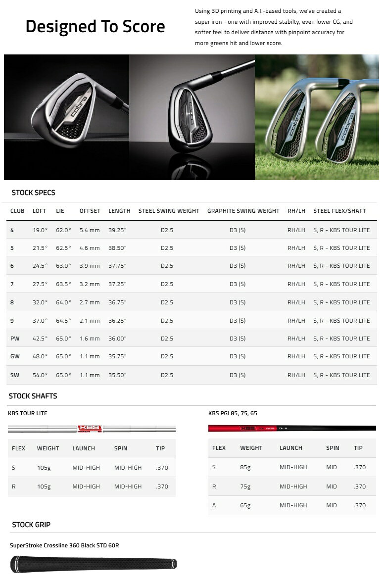 【単品アイアン】Cobra Golf 2026 King Iron コブラゴルフ 2026 キング 単品アイアン カスタムシャフトモデル 3