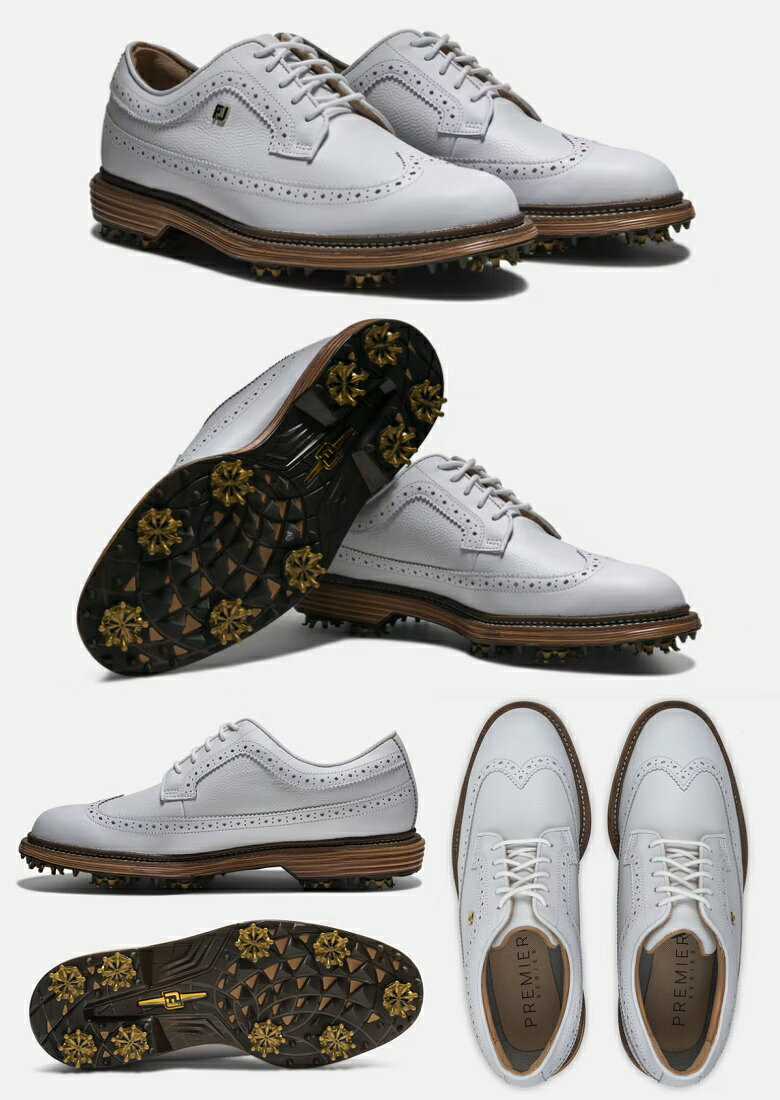 プロラインGolfのFootJoy Premiere Series - Marquis Shoes - White / Chestnut フットジョイ パッカード ゴルフ シューズ 54558｜アングル2