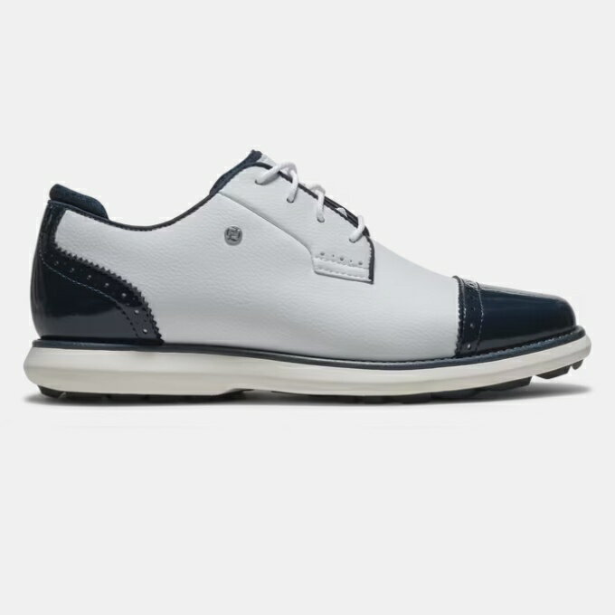 FootJoy Traditions Cap Toe Spikeless Women’s Golf Shoes - White / Navy フット...