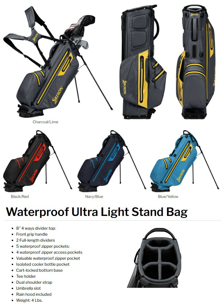 Srixon Waterproof Ultra Light Stand Bag スリクソン ウォータープルーフ ウルト...