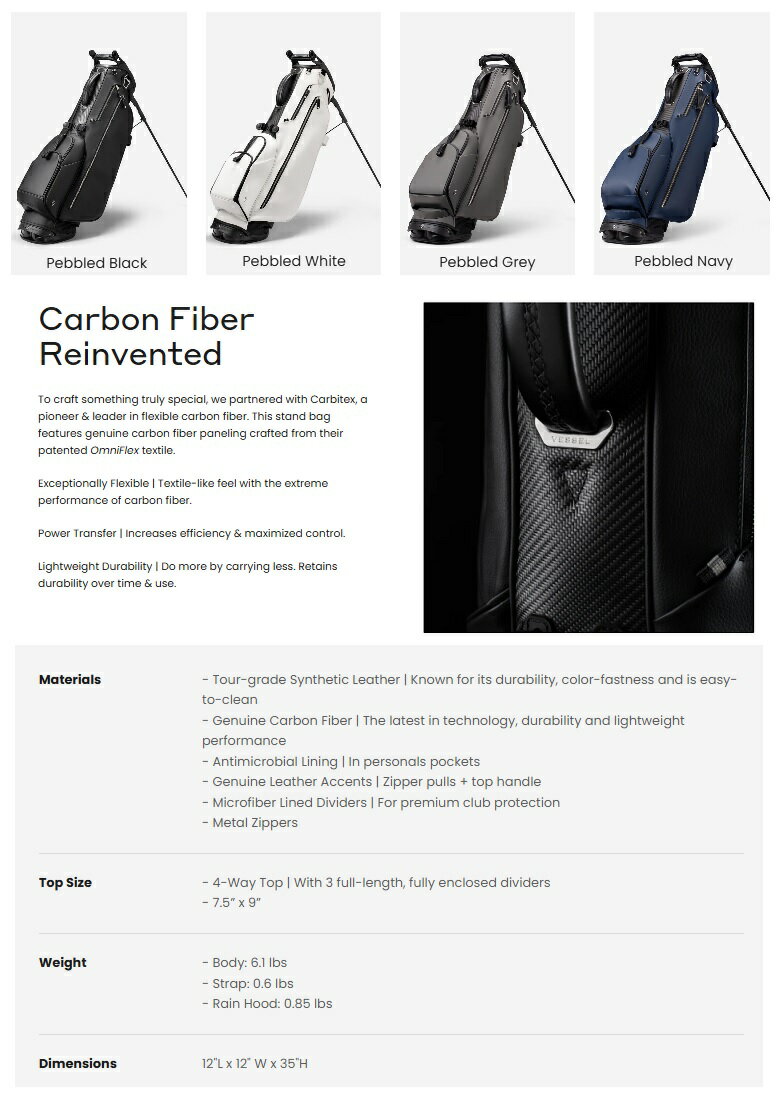 VESSEL Lux Carbon Stand Bag ベゼル ルクス カーボン スタンドバッグ