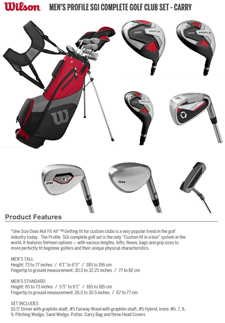 【レフティモデル】Wilson Staff Mens Profile SGI Complete Golf Carry Club Set ウィルソン プロフィール SGI コンプリート クラブセット