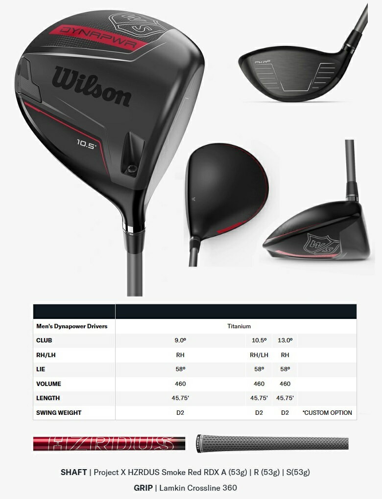 【レフティモデル】Wilson Staff Dynapower Titanium Driver ウィルソン スタッフ ダイナパワー チタニウム ドライバー メーカーカスタムシャフトモデル