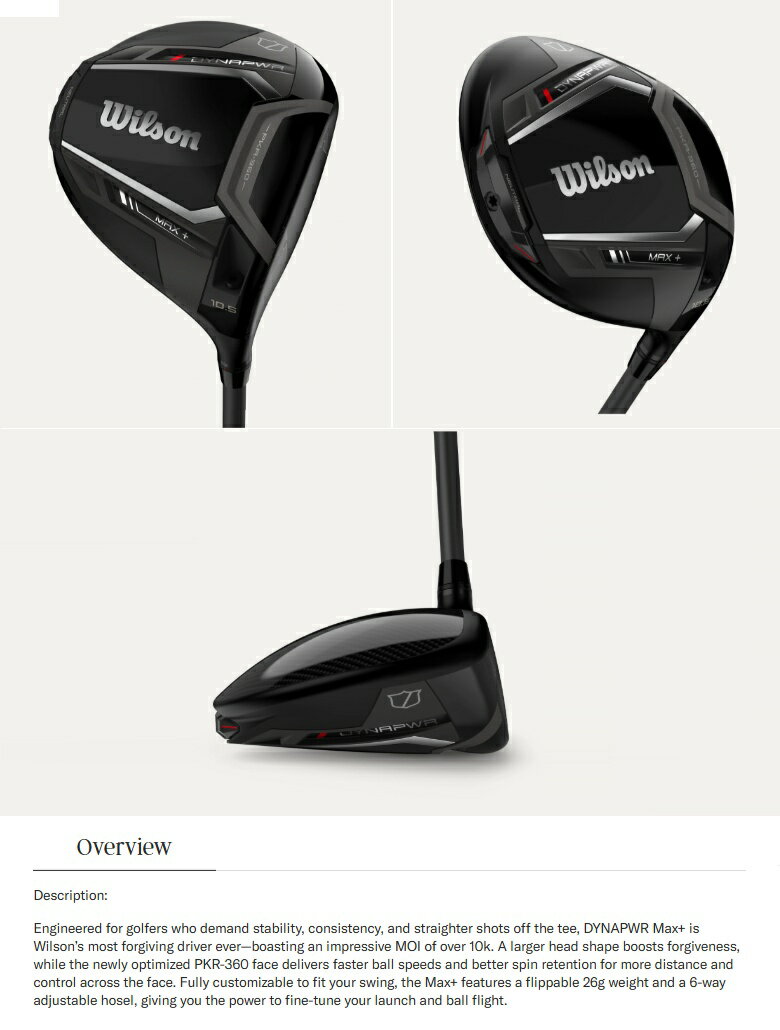 【レフティモデル】Wilson Staff DYNAPWR Max + Driver ウィルソン スタッフ ダイナパワー マックス プラス ドライバー メーカーカスタムシャフトモデル