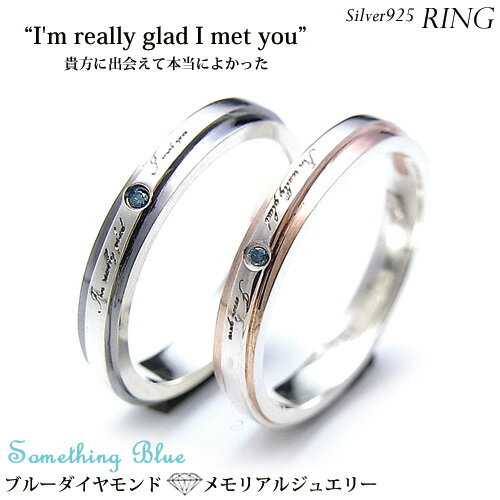 刻印可能 ブルーダイヤモンド メモリアルジュエリー 3mm幅/『I'm really glad I met you (貴方に出会えて本当に嬉しい)/』ペアリング/2本セット/シルバー925/指輪/マリッジ/エンゲージ/プレゼント/地金/楽ギフ_包装 刻印可能 ブルーダイヤモンド メモリアルジュエリー 3mm幅/『I'm really glad I met you (貴方に出会えて本当に嬉しい)/』ペアリング/2本セット/シルバー925/指輪/マリッジ/エンゲージ/プレゼント/地金/楽ギフ_包装